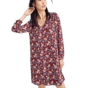 NWT Madewell Button Back Dress in Antique Flora October Dusty Burgundy XS